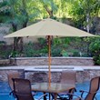 Jeco 9' Wood Market Patio Polyester Umbrella in Tan