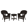 Jeco 3 Piece Resin Wicker Patio Conversation Set in Espresso