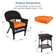 Jeco 3 Piece Wicker Conversation Set in Espresso with Orange Cushions
