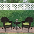 Jeco 3 Piece Wicker Conversation Set in Espresso with Green Cushions