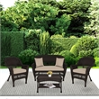 Jeco 4pc Wicker Conversation Set in Espresso with Tan Cushions