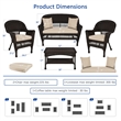 Jeco 4pc Wicker Conversation Set in Espresso with Tan Cushions