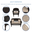 Jeco 4pc Wicker Conversation Set in Espresso with Tan Cushions