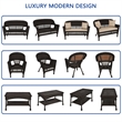 Jeco 4pc Wicker Conversation Set in Espresso with Tan Cushions
