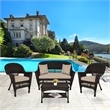 Jeco 4pc Wicker Conversation Set in Espresso with Tan Cushions