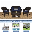 Jeco 4pc Wicker Conversation Set in Espresso with Navy Blue Cushions
