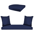 Jeco 4pc Wicker Conversation Set in Espresso with Navy Blue Cushions