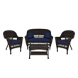 Jeco 4pc Wicker Conversation Set in Espresso with Navy Blue Cushions