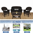 Jeco 4pc Wicker Conversation Set in Espresso with Black Cushions
