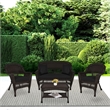 Jeco 4pc Wicker Conversation Set in Espresso with Black Cushions