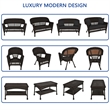 Jeco 4pc Wicker Conversation Set in Espresso with Black Cushions