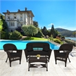 Jeco 4pc Wicker Conversation Set in Espresso with Black Cushions
