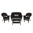 Jeco 4pc Wicker Conversation Set in Espresso with Black Cushions