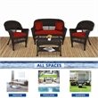 Jeco 4pc Wicker Conversation Set in Espresso with Red Orange Cushions