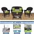 Jeco 4pc Wicker Conversation Set in Espresso with Green Cushions