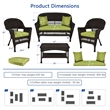 Jeco 4pc Wicker Conversation Set in Espresso with Green Cushions