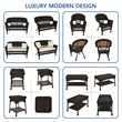 Jeco 5 Piece Resin Wicker Modern Patio Sofa Set in Espresso