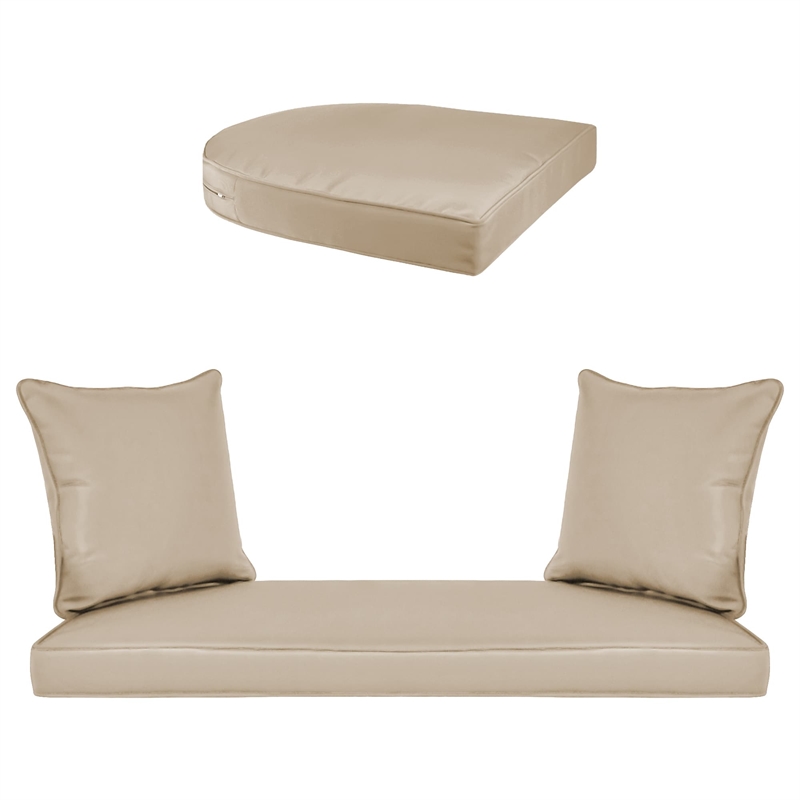 Jeco 5pc Wicker Conversation Set in Espresso with Tan Cushion