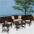 Jeco 5pc Wicker Conversation Set in Espresso with Tan Cushion