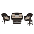 Jeco 5pc Wicker Conversation Set in Espresso with Tan Cushion