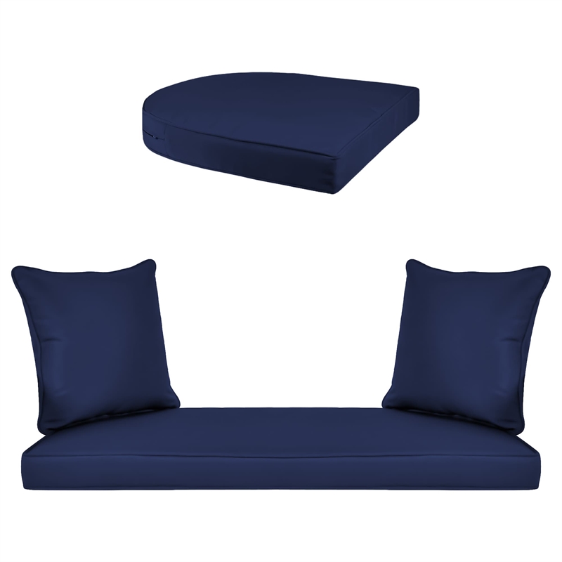 Jeco 5pc Wicker Conversation Set in Espresso with Blue Cushions