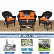 Jeco 5pc Wicker Conversation Set in Espresso with Orange Cushions