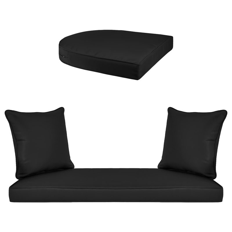 Jeco 5pc Wicker Conversation Set in Espresso with Black Cushions