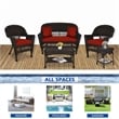 Jeco 5pc Wicker Conversation Set in Espresso with Red Orange Cushions