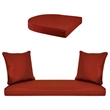 Jeco 5pc Wicker Conversation Set in Espresso with Red Orange Cushions