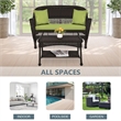Jeco Wicker Patio Love Seat and Coffee Table Set in Espresso with Green Cushion