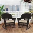 Jeco Rocker Wicker / Rattan Chair in Espresso with Tan Cushion (Set of 2)
