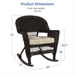 Jeco Rocker Wicker / Rattan Chair in Espresso with Tan Cushion (Set of 2)
