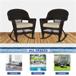 Jeco Rocker Wicker / Rattan Chair in Espresso with Tan Cushion (Set of 2)