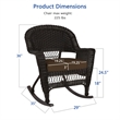 Jeco Rocker Wicker Chair in Espresso with Brown Cushion (Set of 2)