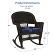 Jeco Rocker Wicker Chair in Espresso with Blue Cushion (Set of 2) Brown