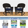 Jeco Rocker Wicker Chair in Espresso with Blue Cushion (Set of 2) Brown