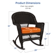 Jeco Rocker Wicker Chair in Espresso with Orange Cushion (Set of 2)