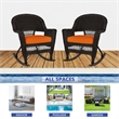 Jeco Rocker Wicker Chair in Espresso with Orange Cushion (Set of 2)