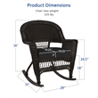 Jeco Rocker Wicker Chair in Espresso with Black Cushion (Set of 2)