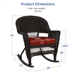 Jeco Rocker Wicker Chair in Espresso with Red Cushion (Set of 2)