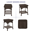 Jeco 3pc Wicker Rocker Chair Set in Espresso with Black Cushion