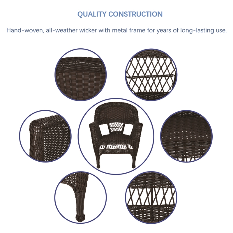 Jeco 5 Piece Wicker Patio Dining Set in Espresso