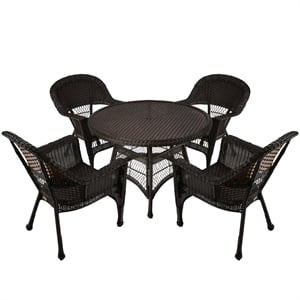 Jeco 5 Piece Wicker Patio Dining Set in Espresso