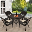 Jeco 5 Piece Wicker Patio Dining Set in Espresso and Tan