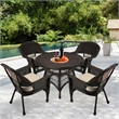 Jeco 5 Piece Wicker Patio Dining Set in Espresso and Tan