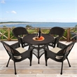 Jeco 5 Piece Wicker Patio Dining Set in Espresso and Tan
