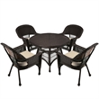 Jeco 5 Piece Wicker Patio Dining Set in Espresso and Tan