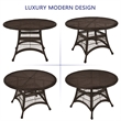 Jeco 5 Piece Wicker Patio Dining Set in Espresso and Red