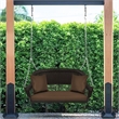 Jeco Wicker Porch Swing in Espresso with Brown Cushion