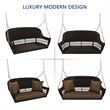 Jeco Wicker Porch Swing in Espresso with Brown Cushion
